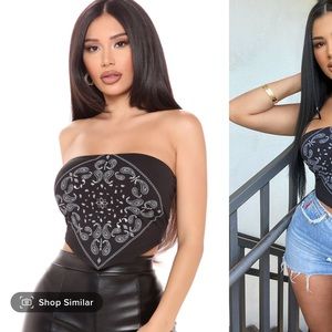 New with tags - fashion nova - Baddie From The Block Top - Black/White medium